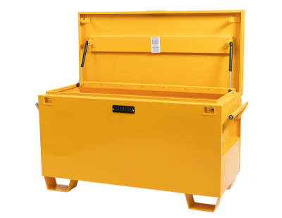 Medium Yellow Powder Coated Site Box with Theft Protect Lock Box Open View