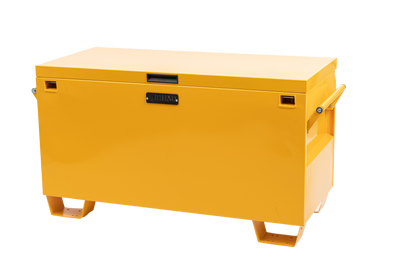 Medium Yellow Powder Coated Site Box with Theft Protect Lock Box Isometric View