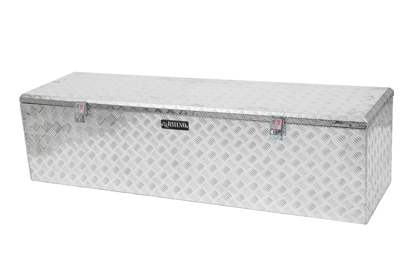 Large Single Opening Checker Plate Aluminium Tool Box with Secure Locks Isometric View
