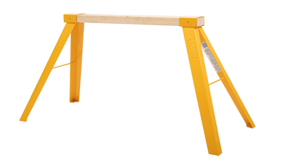 Yellow Trade Saw Horse with Wood Beam Isometric View