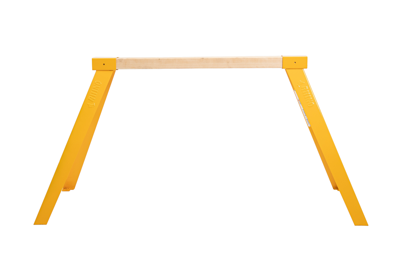Yellow Trade Saw Horse with Wood Beam Front View