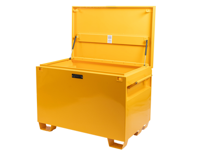 Large Yellow Powder Coated Site Box with Theft Protect Lock Box Open View