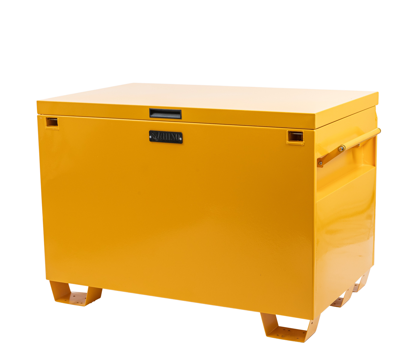 Large Yellow Powder Coated Site Box with Theft Protect Lock Box Isometric View