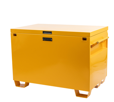 Large Yellow Powder Coated Site Box with Theft Protect Lock Box Isometric View