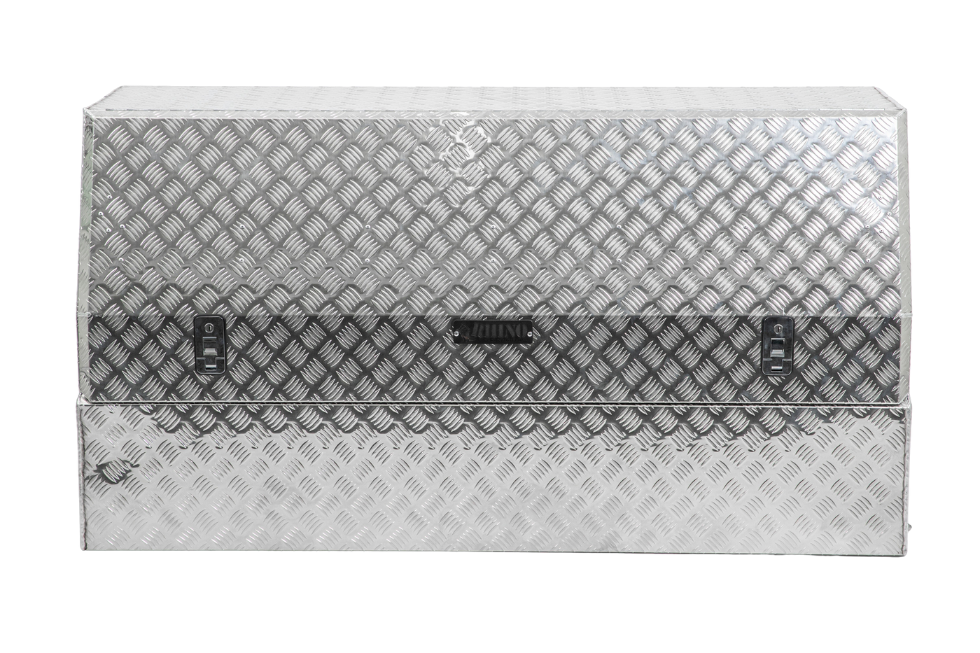 Tradie Half Length Door Large Aluminium Checker Plate Ute Tool Box Front View