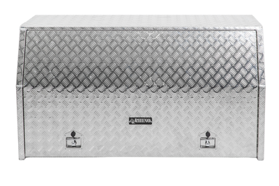 Full Length Door Large Aluminium Checker Plate Ute Tool Box Front View