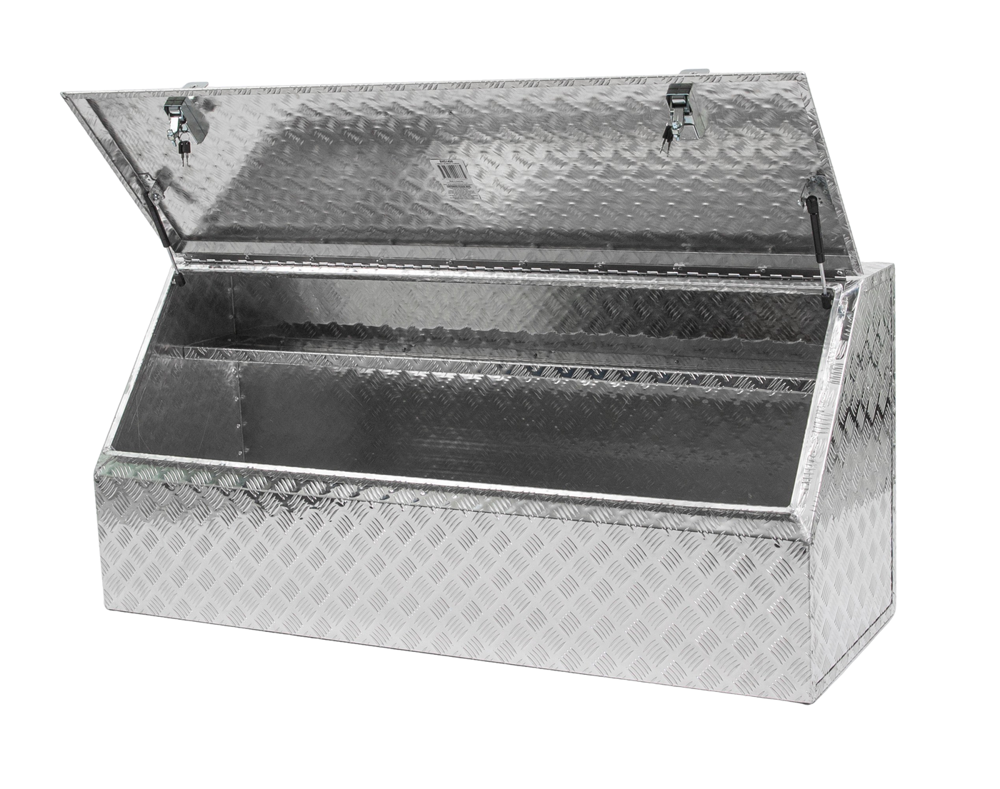High Side Aluminium Checker Plate Ute Tool Box Open View